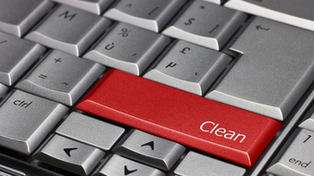 A computer keyboard with the word "Clean" on a red background that is labeled with a shift bar to indicate that you can use it as an abbreviation for the word “Clean."