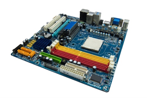 A computer motherboard showcasing intricate pathways is ready to power your PC's performance.